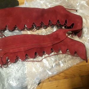 Aldo red peep toe boots